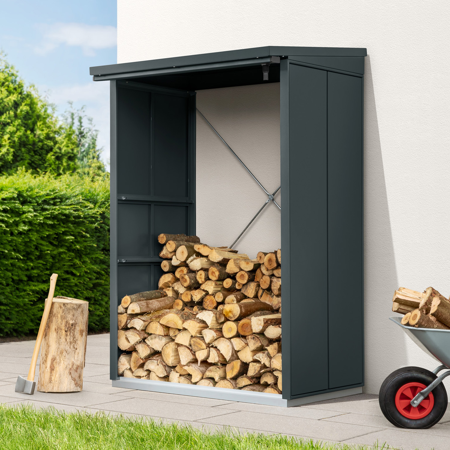 Hörmann EcostarMetall Kaminholzregal Elegant Typ 1, 123 x 103 cmanthrazit123 x 103 x 198 cm (T x B x H)