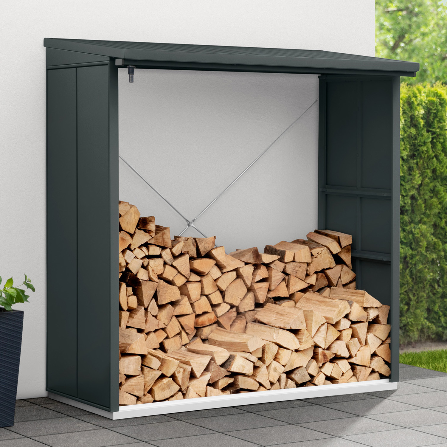 Hörmann EcostarMetall Kaminholzregal Elegant Typ 2, 181 x 103 cmanthrazit181 x 103 x 198 cm (T x B x H)