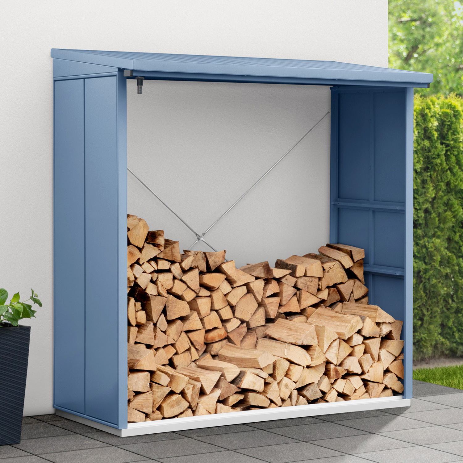 Hörmann EcostarMetall Kaminholzregal Elegant Typ 2, 181 x 103 cmtaubenblau181 x 103 x 198 cm (T x B x H)