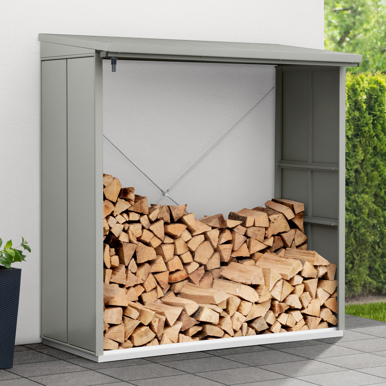 Hörmann EcostarMetall Kaminholzregal Elegant Typ 2, 181 x 103 cmgraualuminium181 x 103 x 198 cm (T x B x H)