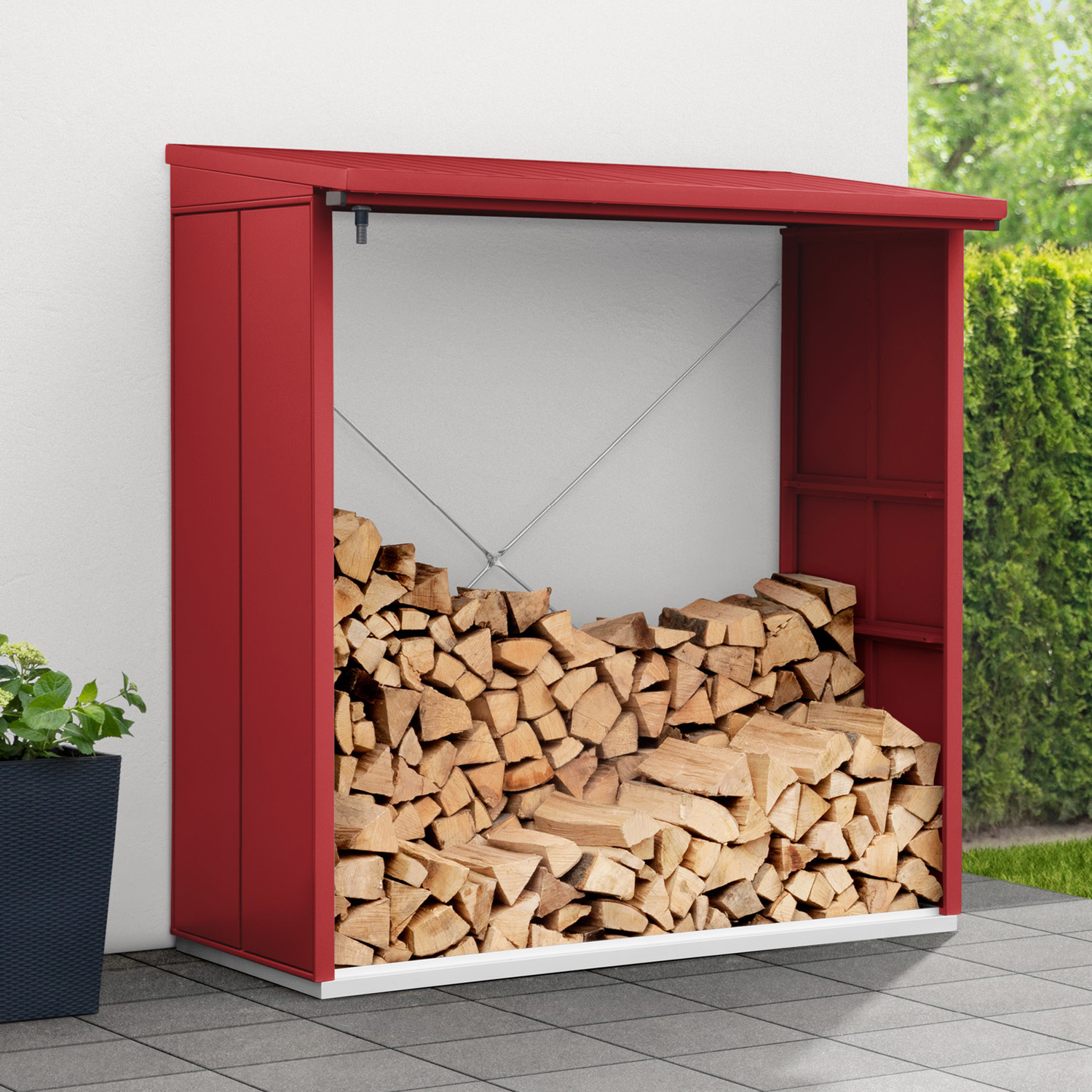 Hörmann EcostarMetall Kaminholzregal Elegant Typ 2, 181 x 103 cmpurpurrot181 x 103 x 198 cm (T x B x H)