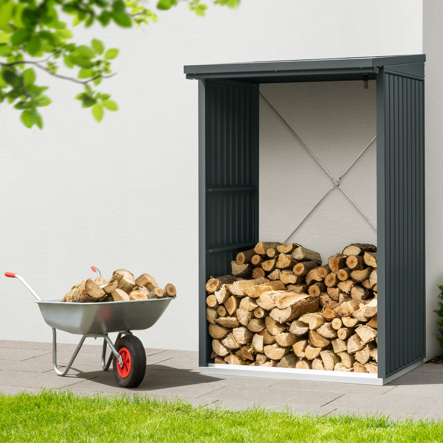 Hörmann EcostarMetall Kaminholzregal Trend Typ 1, 123 x 103 cmanthrazit123 x 103 x 198 cm (T x B x H)