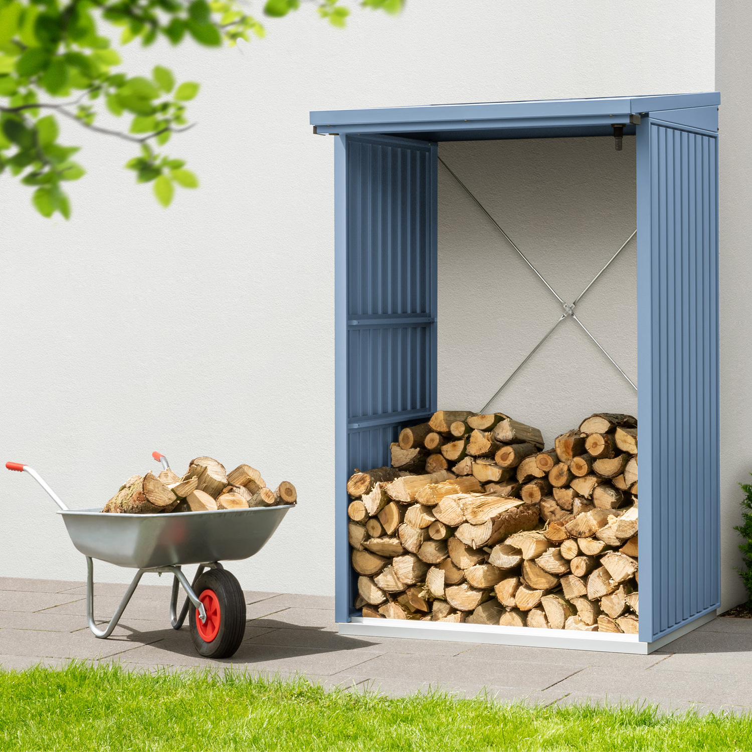 Hörmann EcostarMetall Kaminholzregal Trend Typ 1, 123 x 103 cmtaubenblau123 x 103 x 198 cm (T x B x H)