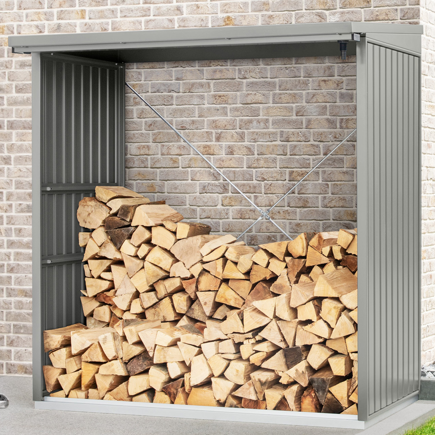 Hörmann EcostarMetall Kaminholzregal Trend Typ 2, 181 x 103 cmgraualuminium181 x 103 x 198 cm (T x B x H)