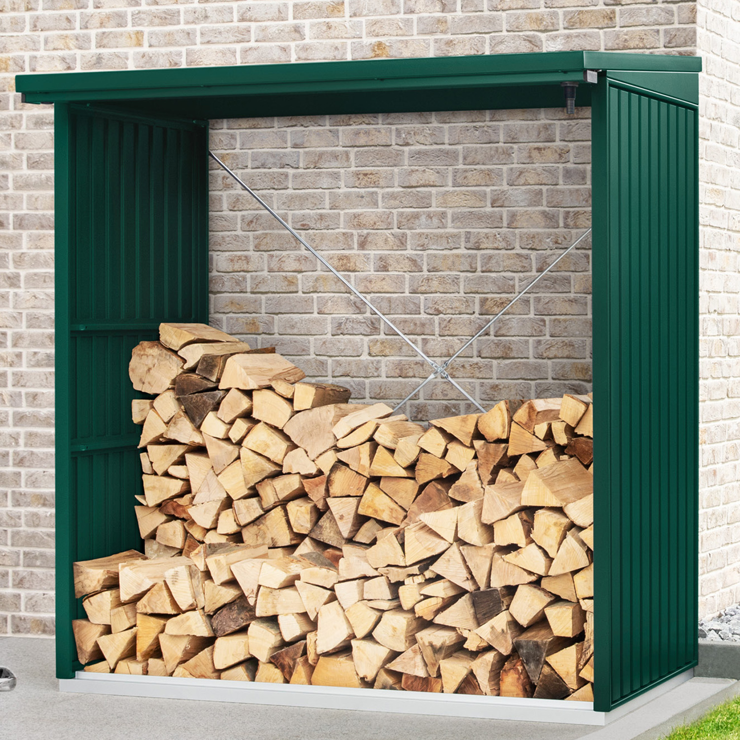 Hörmann EcostarMetall Kaminholzregal Trend Typ 2, 181 x 103 cmmoosgrün181 x 103 x 198 cm (T x B x H)