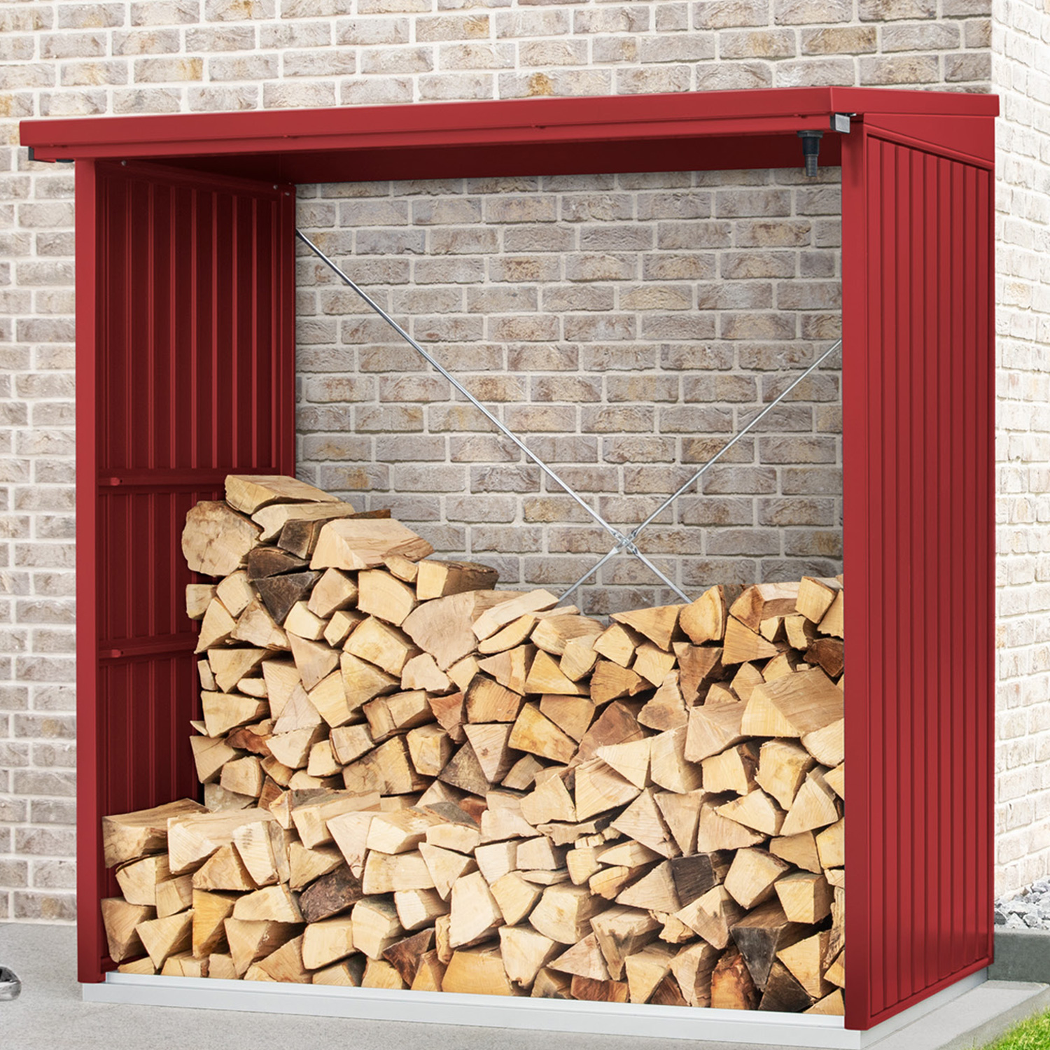 Hörmann EcostarMetall Kaminholzregal Trend Typ 2, 181 x 103 cmpurpurrot181 x 103 x 198 cm (T x B x H)