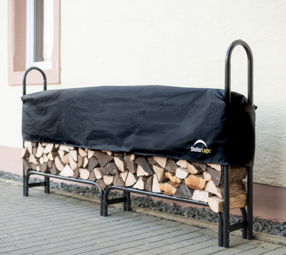 ShelterLogicMetall Kaminholzregal inkl. Abdeckungschwarz244 x 25 x 118 cm (L x B x H)