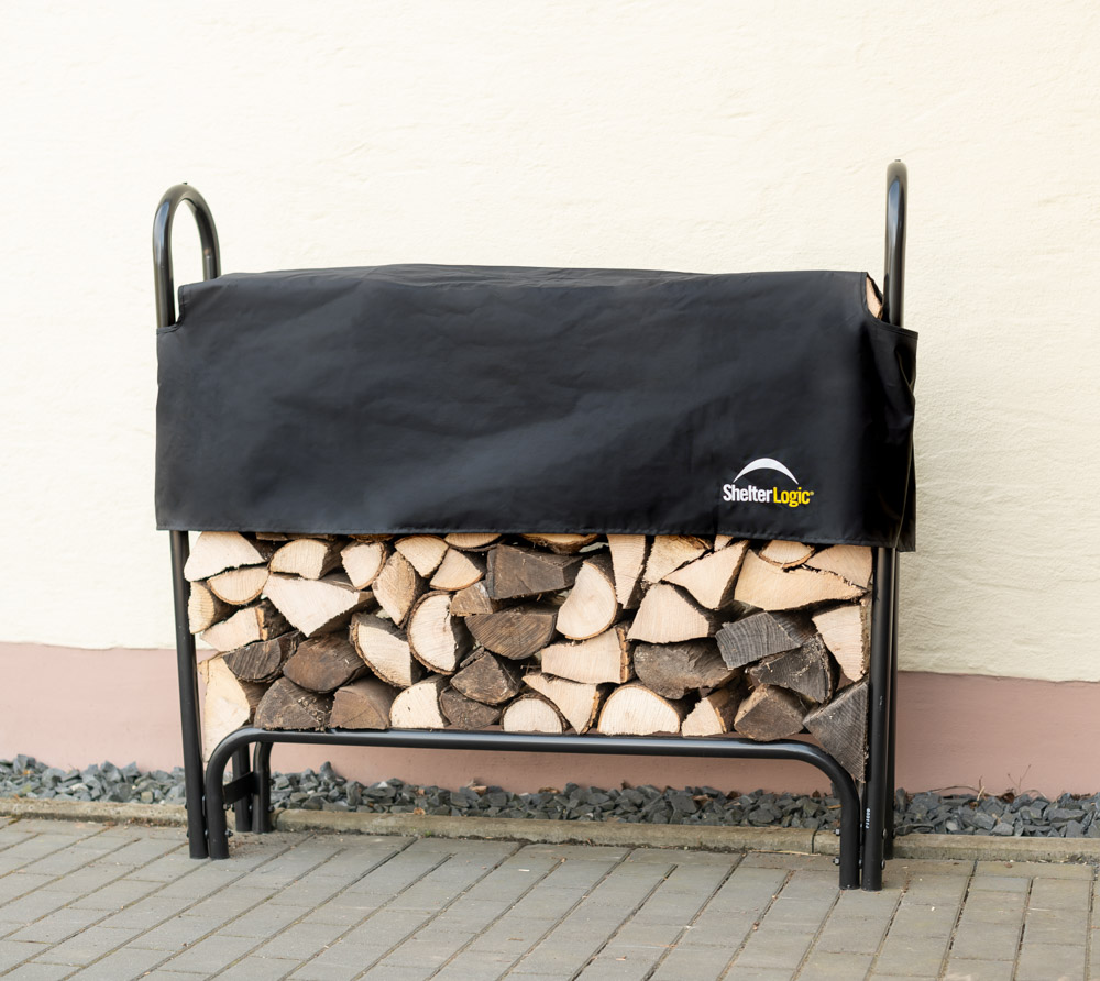 ShelterLogicMetall Kaminholzregal inkl. Abdeckungschwarz126 x 25 x 118 cm (L x B x H)